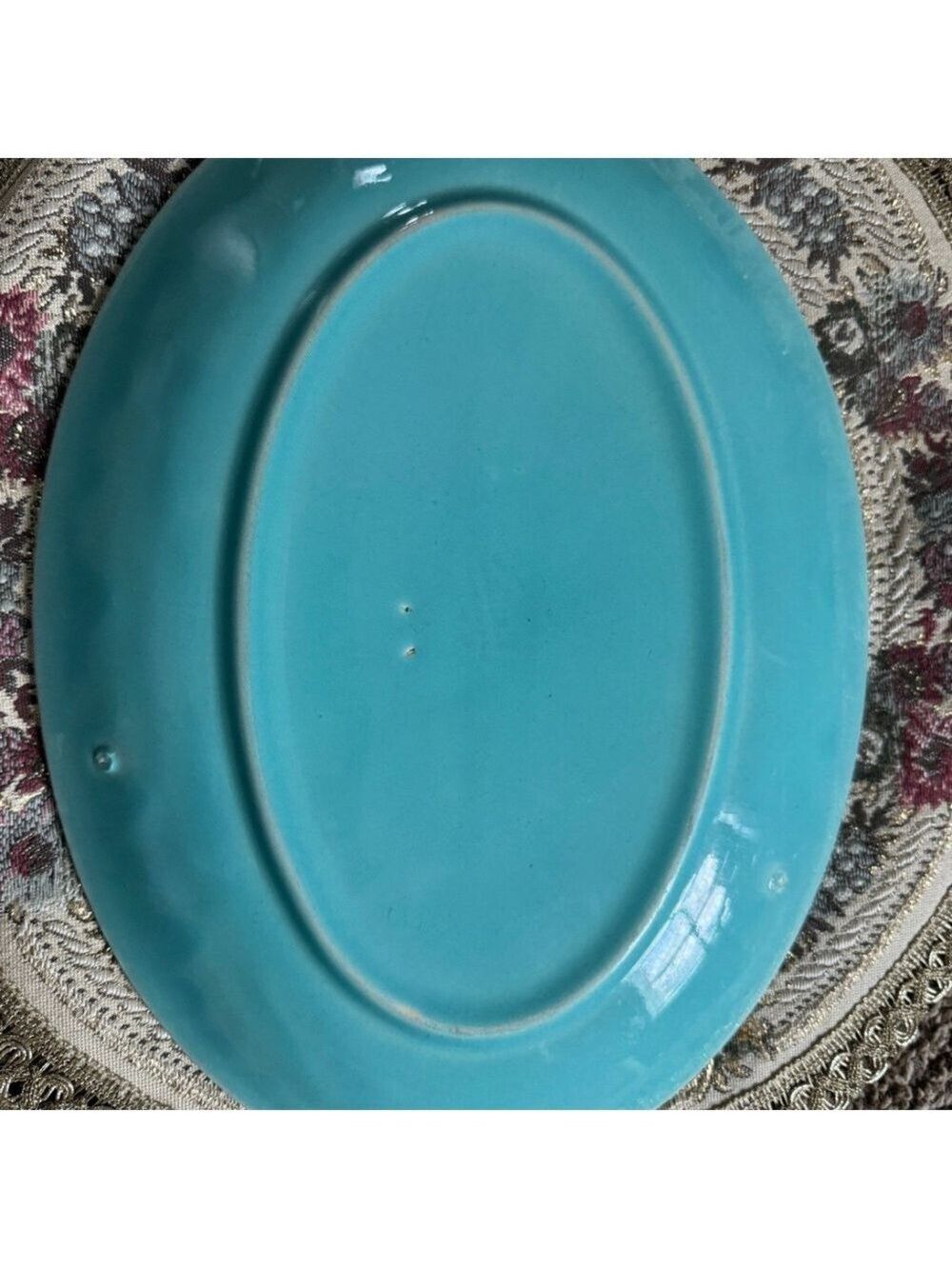 Vintage Caliente California Pottery Oval Plate – Turquoise - Picture 4 of 5